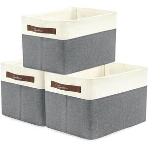 3 Pack Collapsible Storage Bins for Shelves, Large Storage Basket